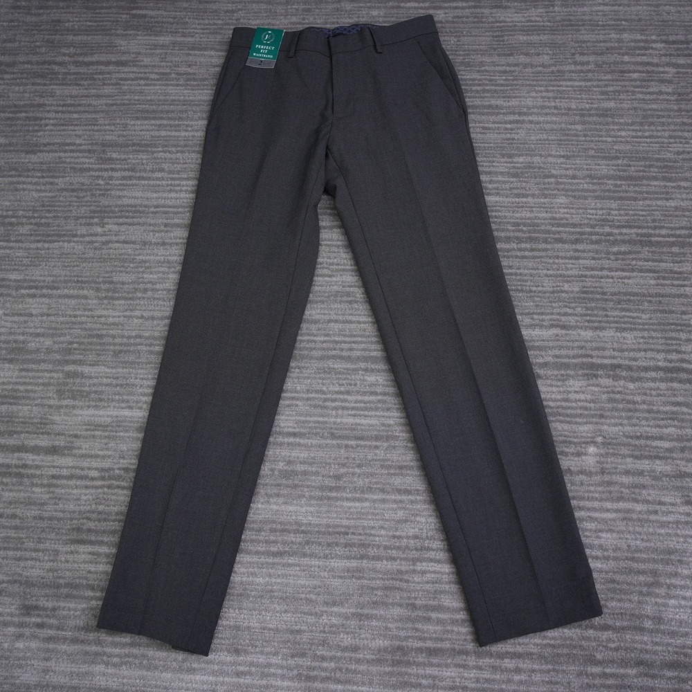 JM Haggar Mens 28x30 (29x29.25) Ultra Slim Fit Premium Stretch Dress Pants Gray